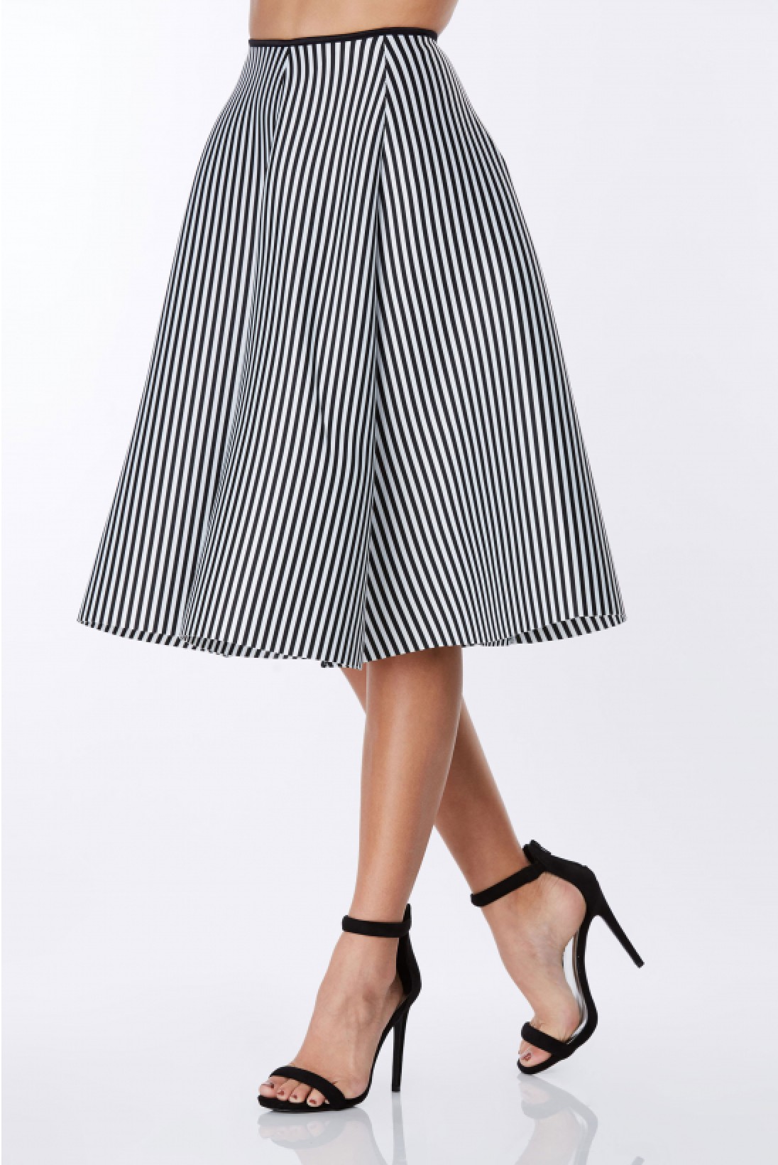 Monochrome Pinstrip Flare Skirt
