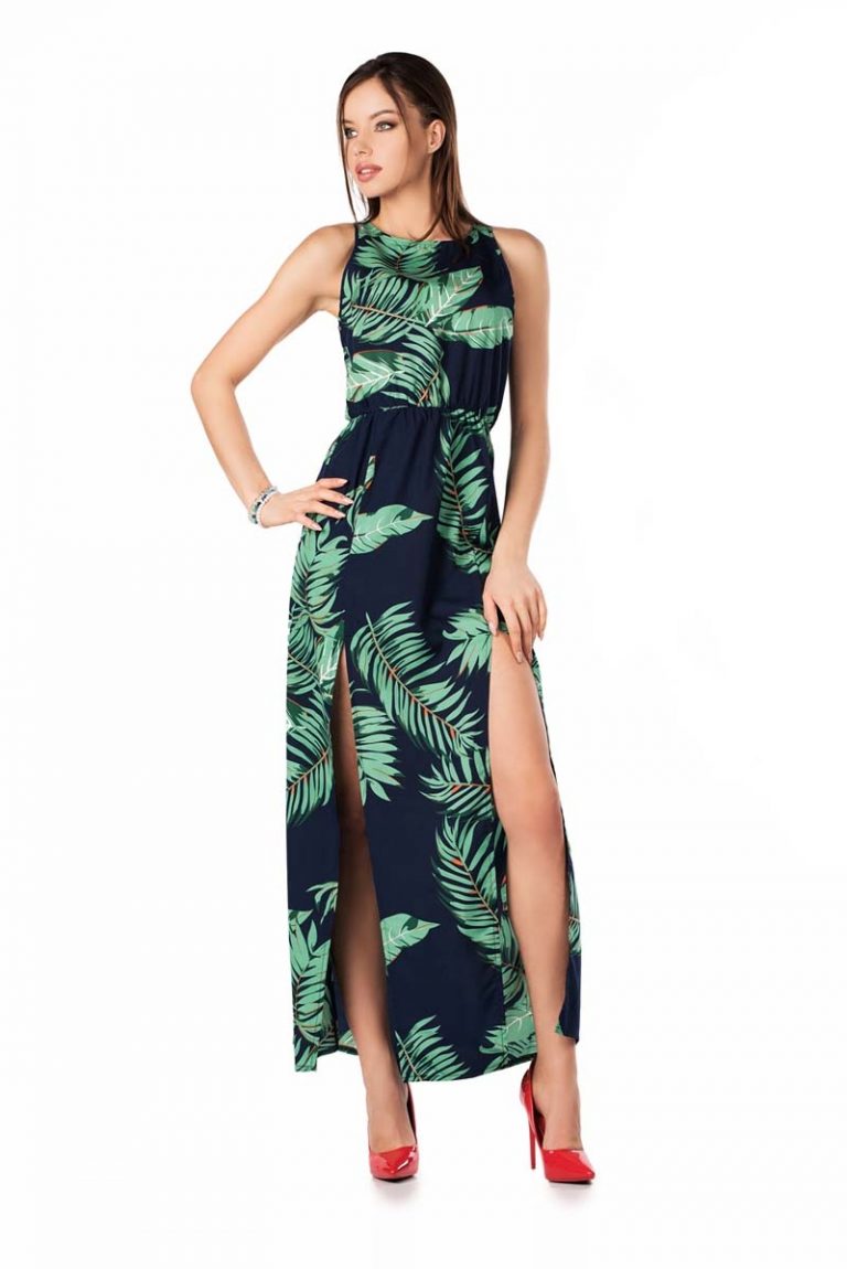 Tropical Print Maxi Dress 5706